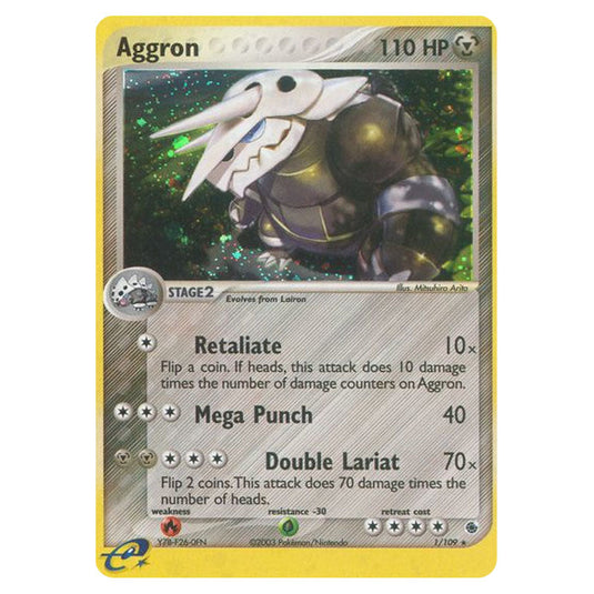 Aggron 1 card from the Pokemon set Ruby & Sapphire
