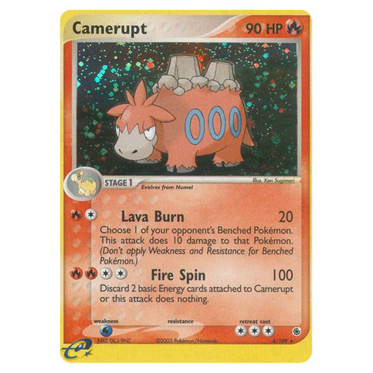 Camerupt 4 card from the Pokemon set Ruby & Sapphire