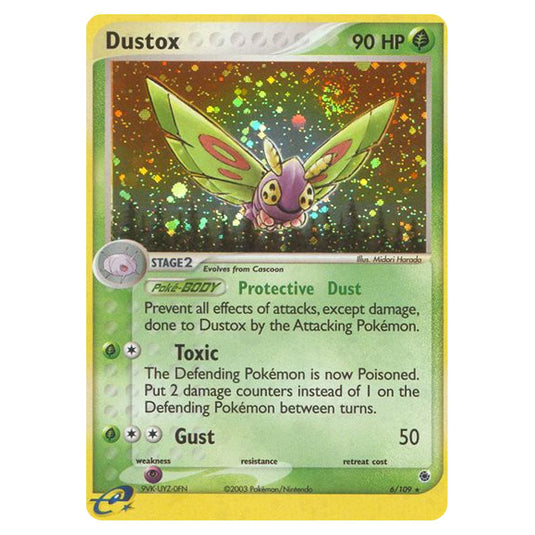 Dustox 6 card from the Pokemon set Ruby & Sapphire