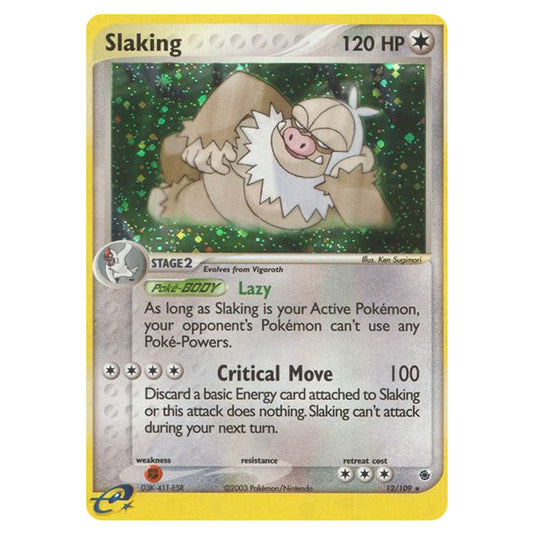 Slaking 12 card from the Pokemon set Ruby & Sapphire
