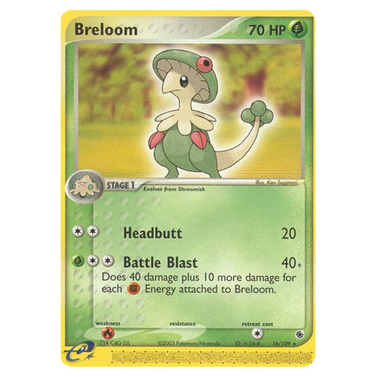 Breloom 16 card from the Pokemon set Ruby & Sapphire
