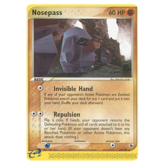 Nosepass 18 card from the Pokemon set Ruby & Sapphire