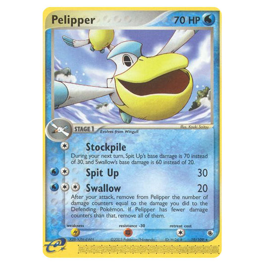 Pelipper 19 card from the Pokemon set Ruby & Sapphire