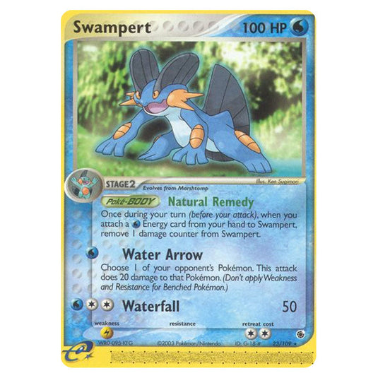 Swampert 23 card from the Pokemon set Ruby & Sapphire