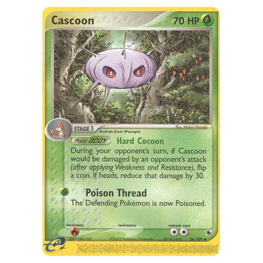 Cascoon 26 card from the Pokemon set Ruby & Sapphire