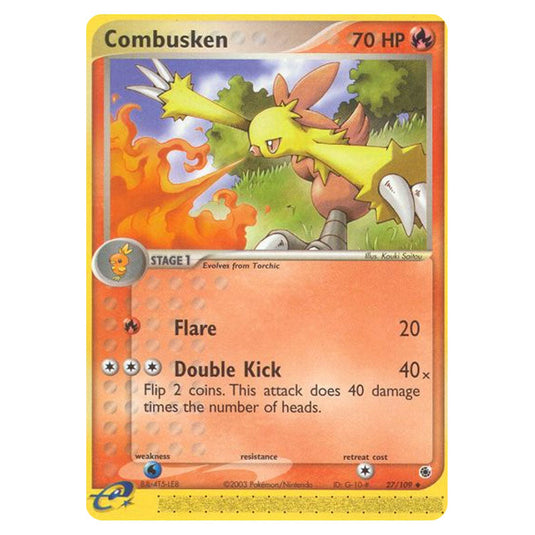 Combusken 27 card from the Pokemon set Ruby & Sapphire