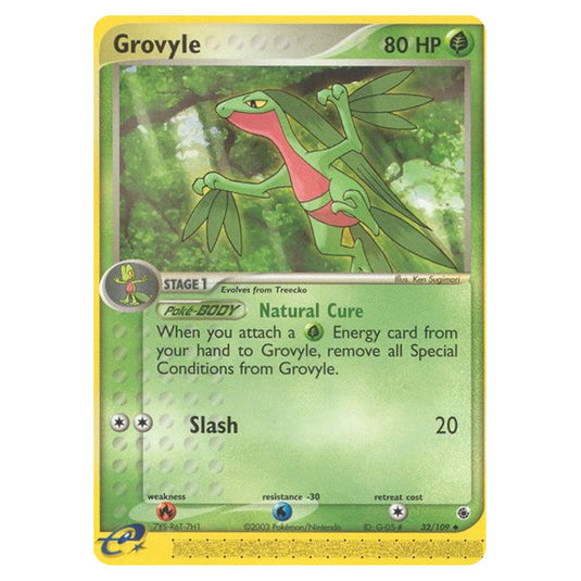 Grovyle 32 card from the Pokemon set Ruby & Sapphire