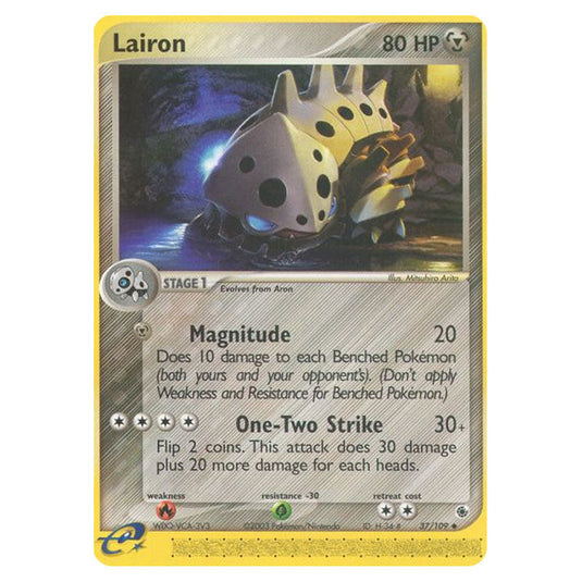 Lairon 37 card from the Pokemon set Ruby & Sapphire