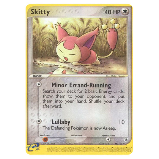 Skitty 44 card from the Pokemon set Ruby & Sapphire