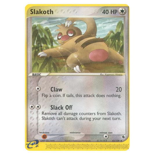 Slakoth 45 card from the Pokemon set Ruby & Sapphire