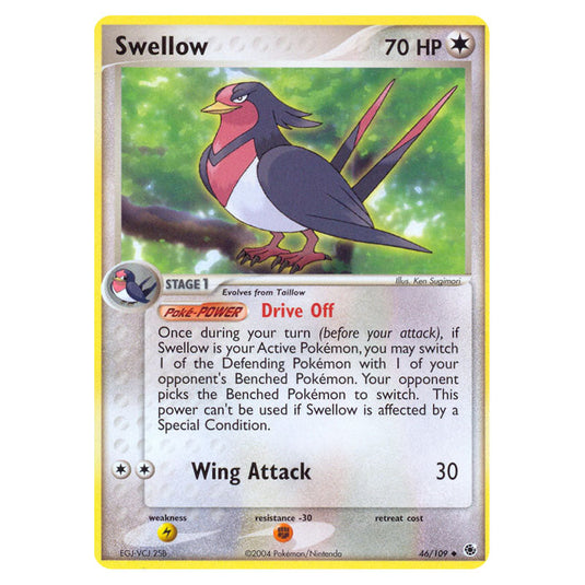 Swellow 46 card from the Pokemon set Ruby & Sapphire