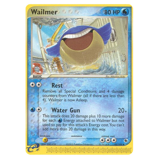 Wailmer 48 card from the Pokemon set Ruby & Sapphire