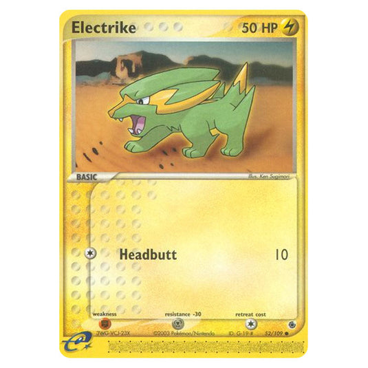 Electrike 52 card from the Pokemon set Ruby & Sapphire