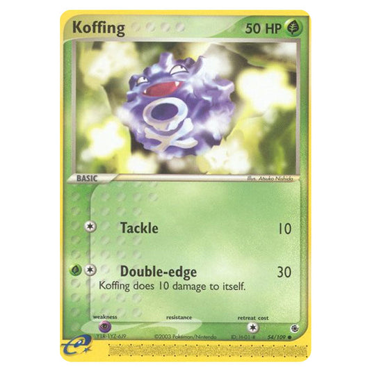 Koffing 54 card from the Pokemon set Ruby & Sapphire