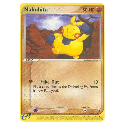 Makuhita 58 card from the Pokemon set Ruby & Sapphire
