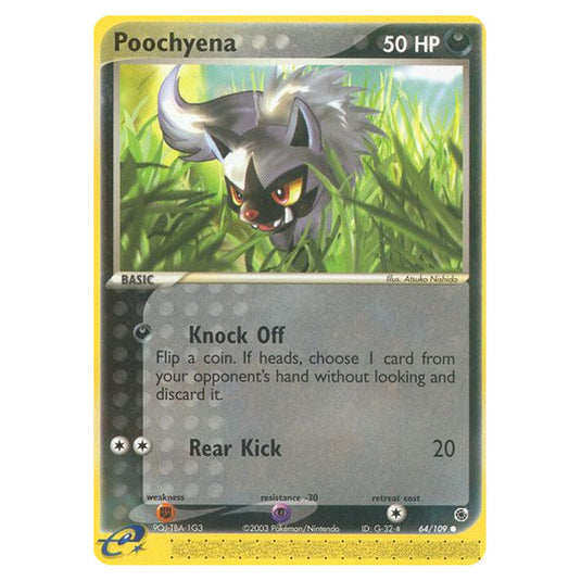 Poochyena 64 card from the Pokemon set Ruby & Sapphire