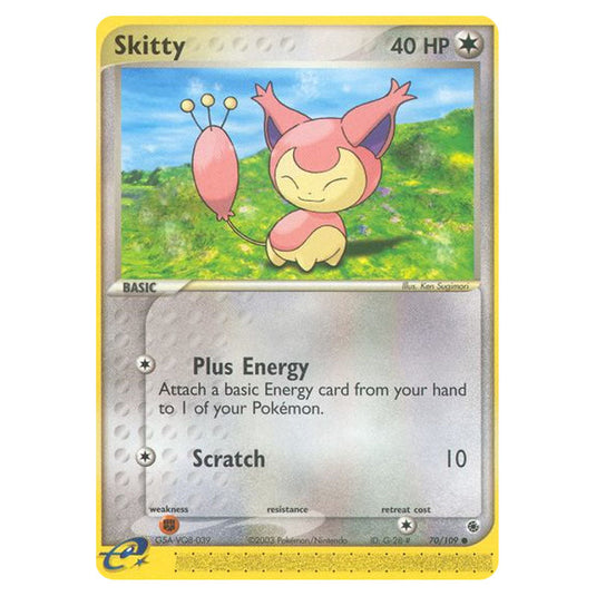 Skitty 70 card from the Pokemon set Ruby & Sapphire