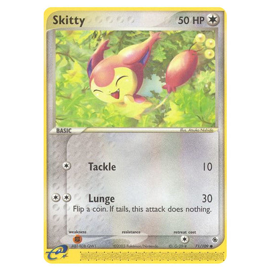 Skitty 71 card from the Pokemon set Ruby & Sapphire