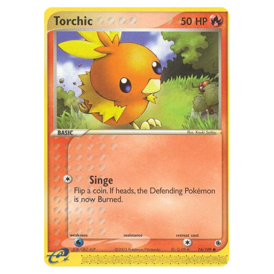 Torchic 74 card from the Pokemon set Ruby & Sapphire