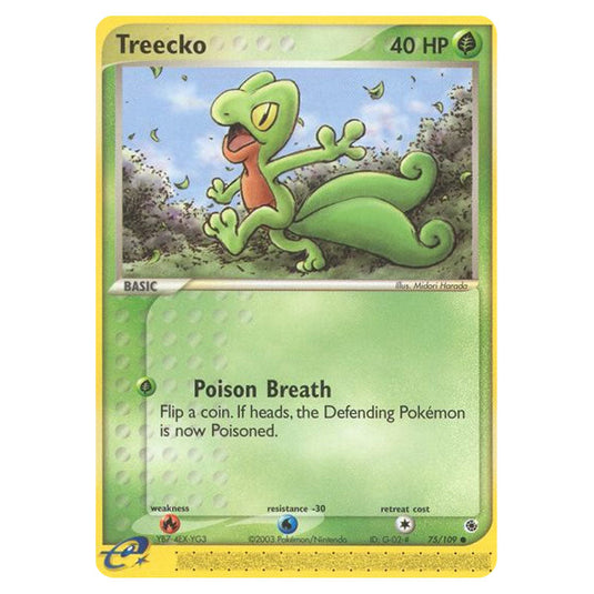 Treecko 75 card from the Pokemon set Ruby & Sapphire