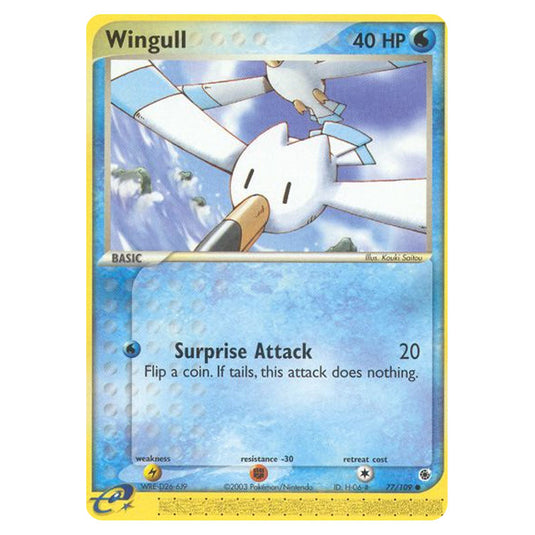 Wingull 77 card from the Pokemon set Ruby & Sapphire