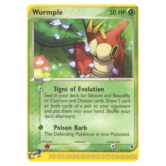 Wurmple 78 card from the Pokemon set Ruby & Sapphire