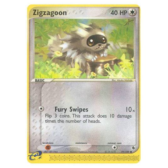 Zigzagoon 79 card from the Pokemon set Ruby & Sapphire