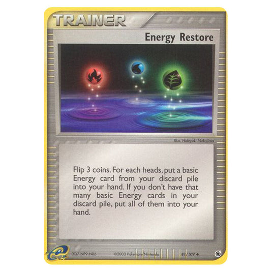 Energy Restore 81 card from the Pokemon set Ruby & Sapphire