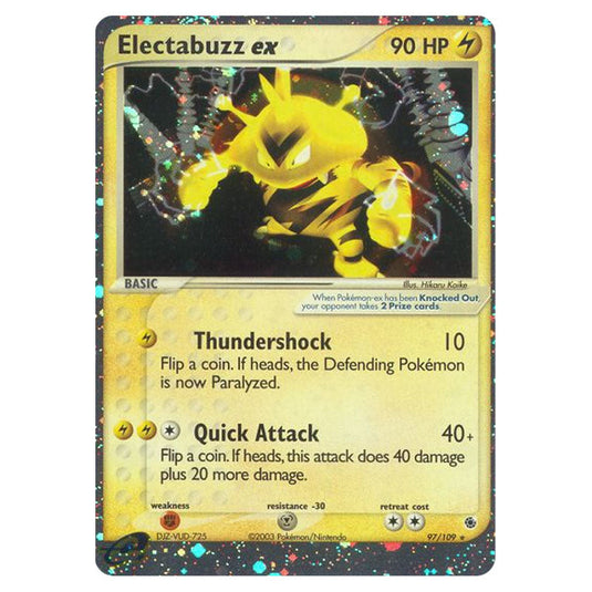 Electabuzz ex 97 card from the Pokemon set Ruby & Sapphire