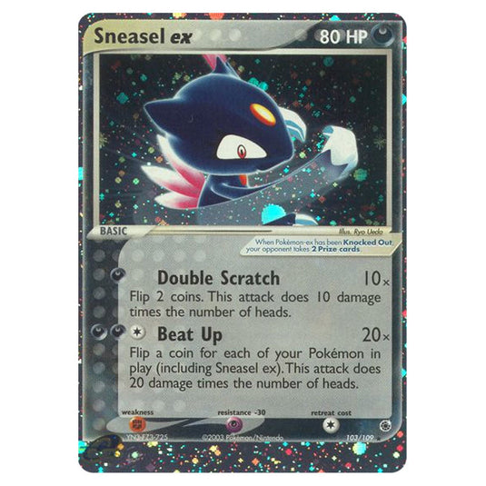 Sneasel ex 103 card from the Pokemon set Ruby & Sapphire