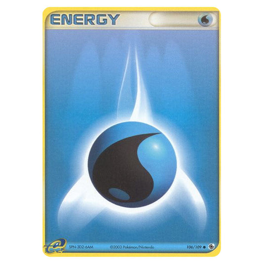 Water Energy 106 card from the Pokemon set Ruby & Sapphire