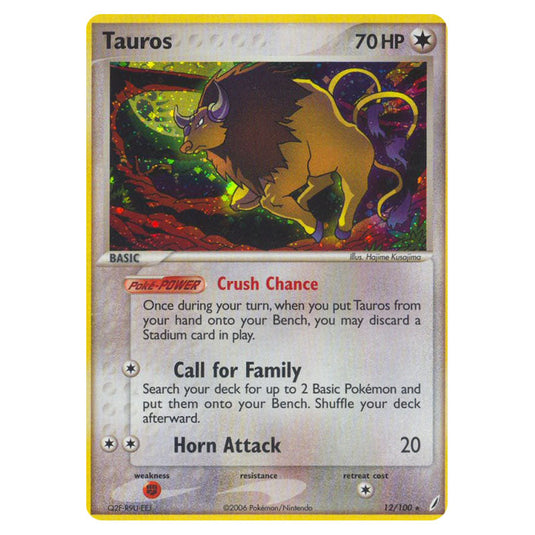 Tauros 12 card from the Pokemon set Crystal Guardians