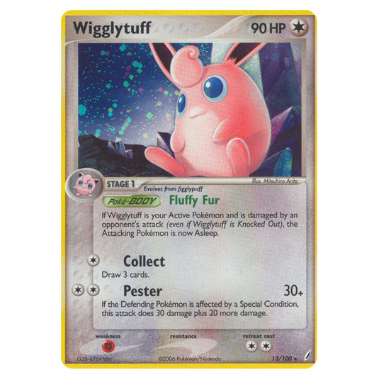 Wigglytuff 13 card from the Pokemon set Crystal Guardians