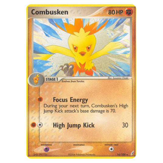 Combusken 16 card from the Pokemon set Crystal Guardians