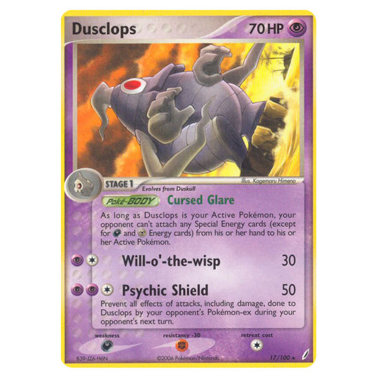 Dusclops 17 card from the Pokemon set Crystal Guardians