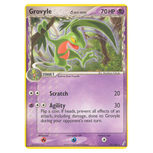 Grovyle δ 19 card from the Pokemon set Crystal Guardians