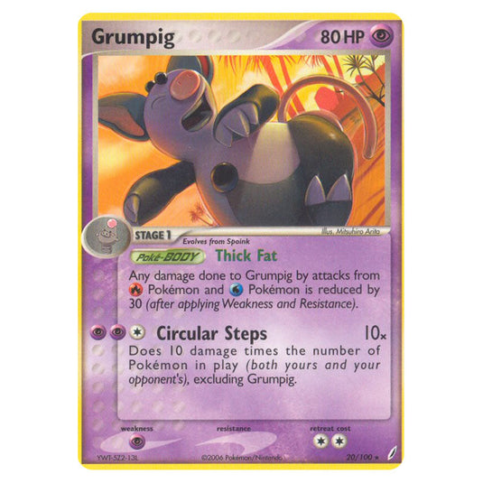 Grumpig 20 card from the Pokemon set Crystal Guardians