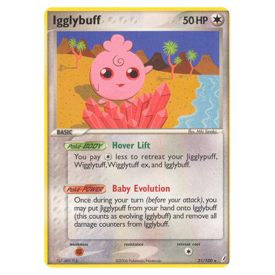 Igglybuff 21 card from the Pokemon set Crystal Guardians