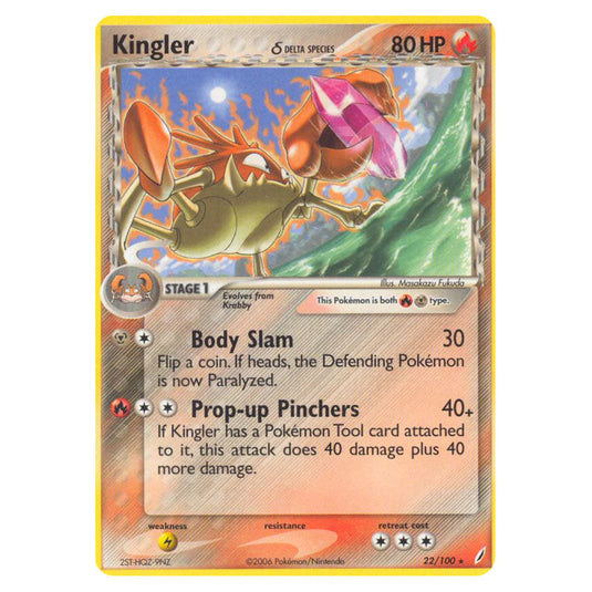 Kingler δ 22 card from the Pokemon set Crystal Guardians