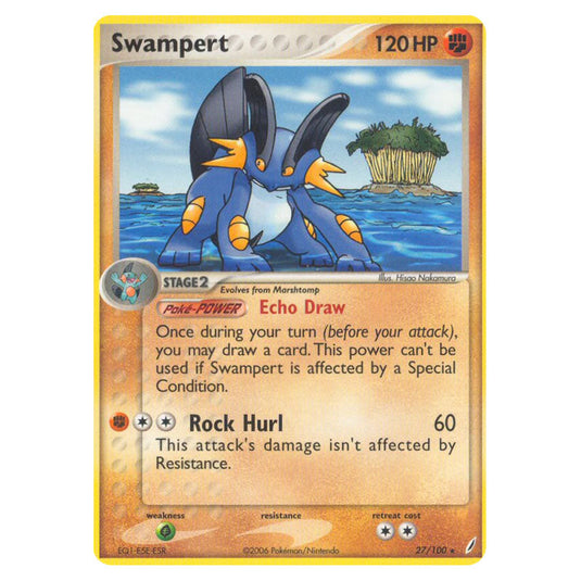 Swampert 27 card from the Pokemon set Crystal Guardians