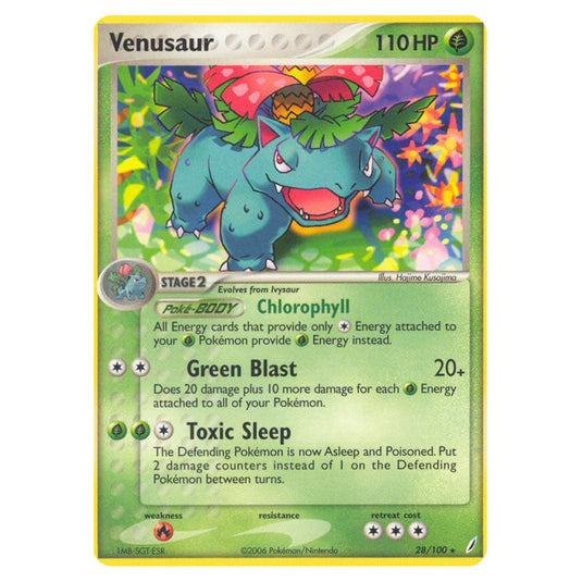 Venusaur 28 card from the Pokemon set Crystal Guardians