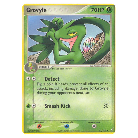 Grovyle 32 card from the Pokemon set Crystal Guardians