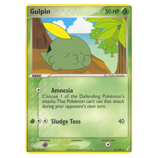 Gulpin 33 card from the Pokemon set Crystal Guardians