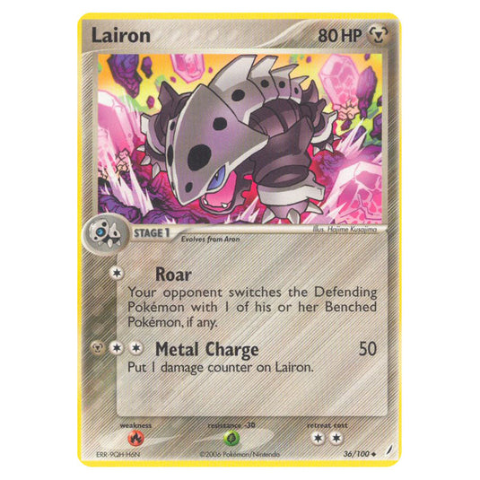 Lairon 36 card from the Pokemon set Crystal Guardians
