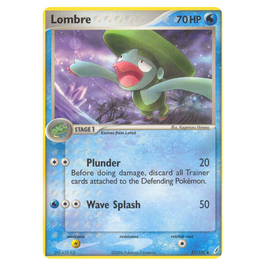 Lombre 37 card from the Pokemon set Crystal Guardians