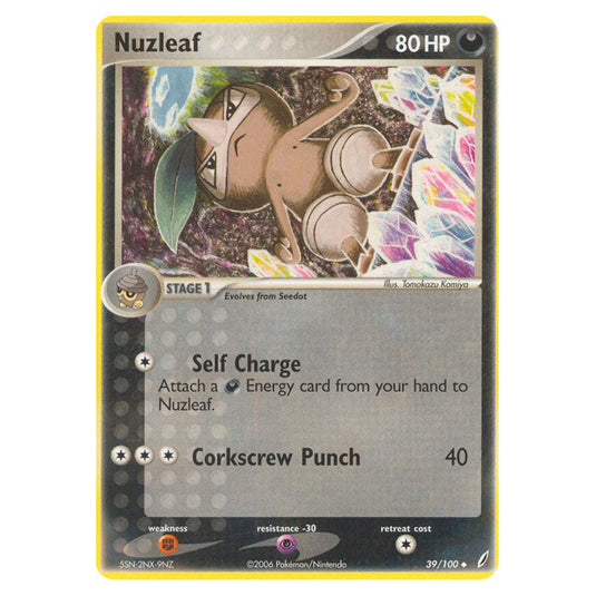 Nuzleaf 39 card from the Pokemon set Crystal Guardians