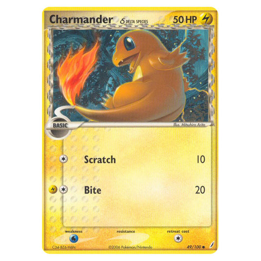 Charmander δ 49 card from the Pokemon set Crystal Guardians