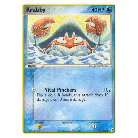 Krabby 54 card from the Pokemon set Crystal Guardians