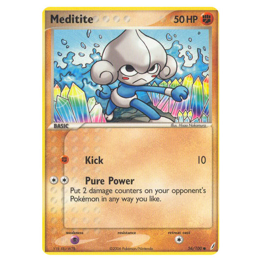 Meditite 56 card from the Pokemon set Crystal Guardians