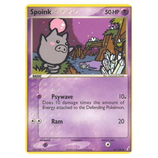Spoink 62 card from the Pokemon set Crystal Guardians